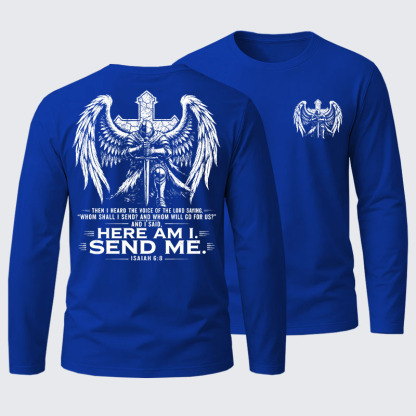 Here I Am Send Me Isaiah 6:8 Knight Templar Crusader Cotton Long Sleeve T-Shirt