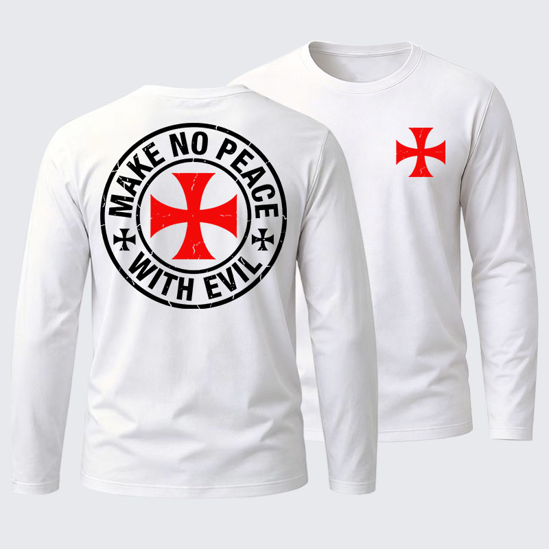 Make No Peace with Evil Knight Templar Cross Cotton Long Sleeve T-Shirt