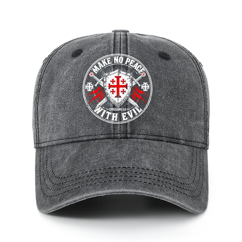 Heritage Washed Cap - Make No Peace with Evil Knight Templar Jerusalem Cross