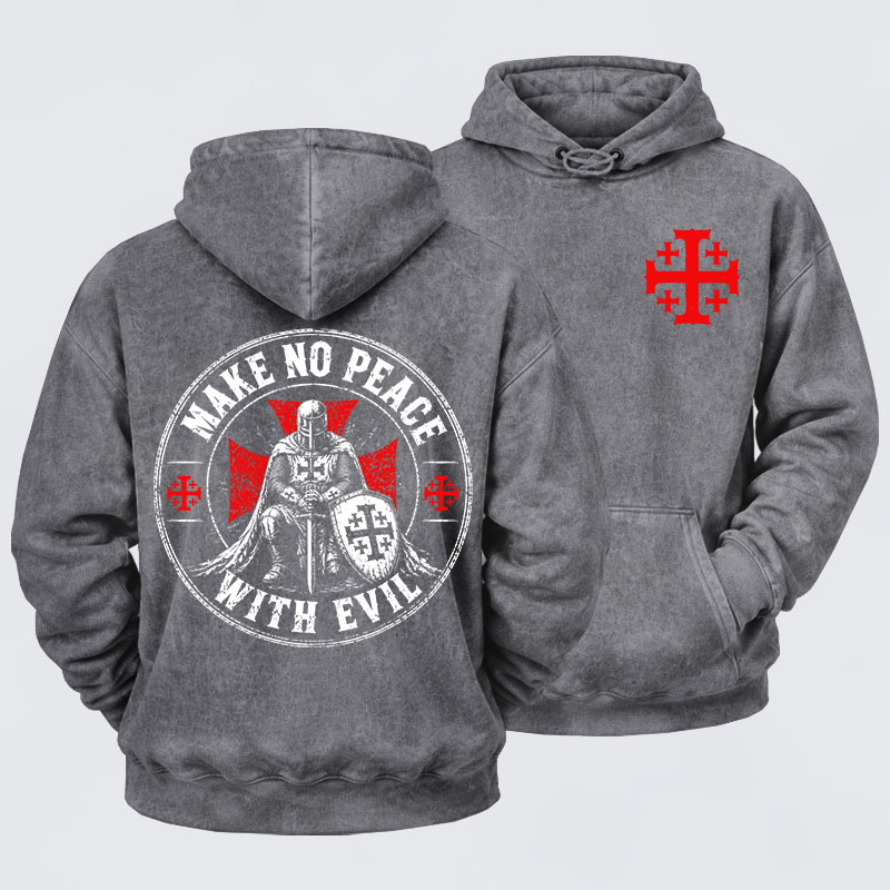 Washed Hoodie - Make No Peace With Evil