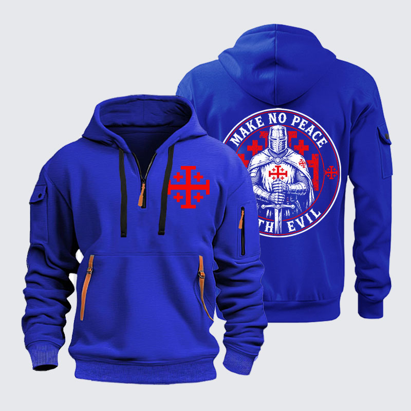 Zipper Hoodies - Make No Peace with Evil Knight Templar Jerusalem Cross