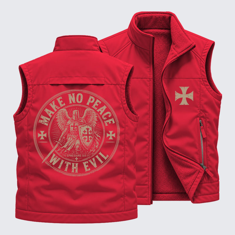 Make No Peace With Evil Reversible Outdoor Fleece-Lined Multi-Pocket Vest