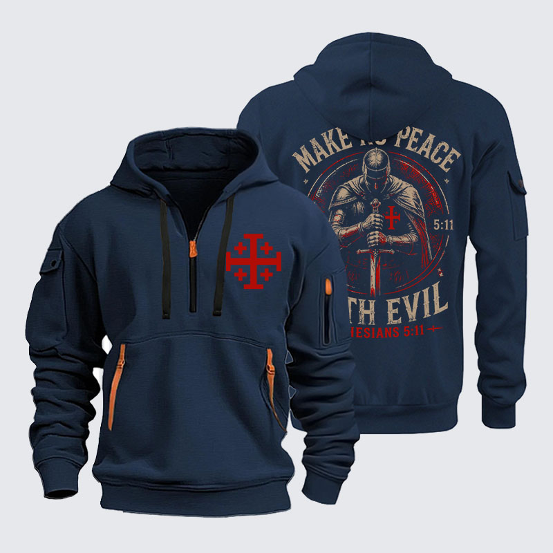Zipper Hoodies - Make No Peace with Evil Knight Templar Jerusalem Cross