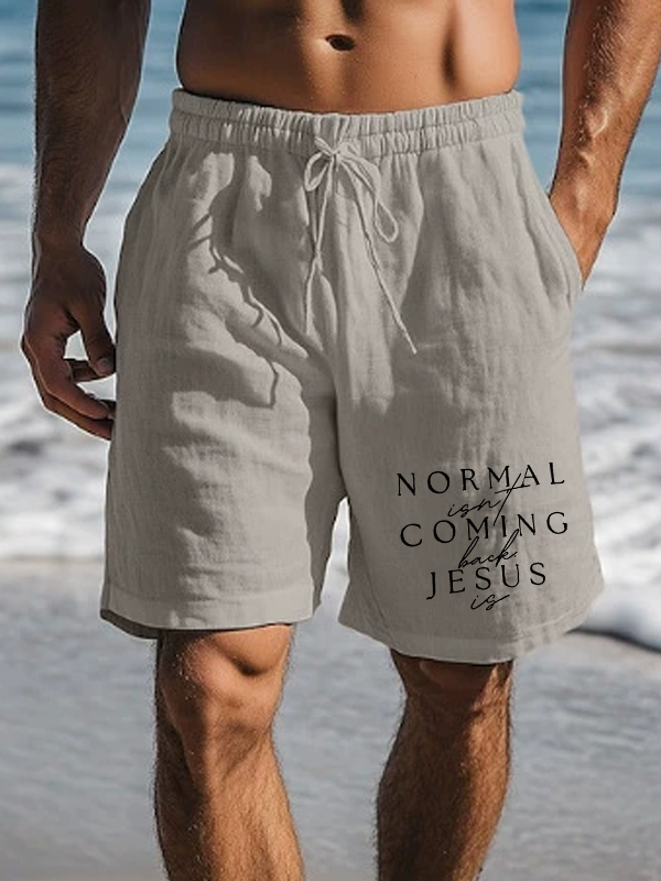 Men's Normal Isn'T Coming Back Jesus Is Christian Beach Shorts