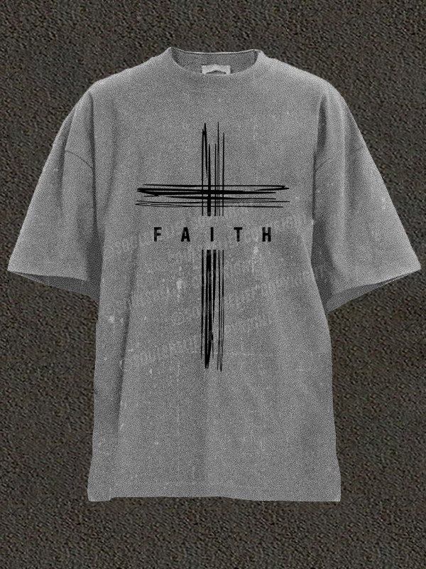Faith Cross Christian Washed T-Shirt