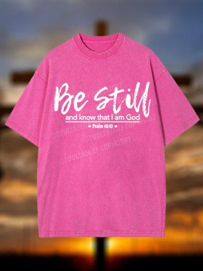 Psalm 46:10 Christian Washed T-Shirt