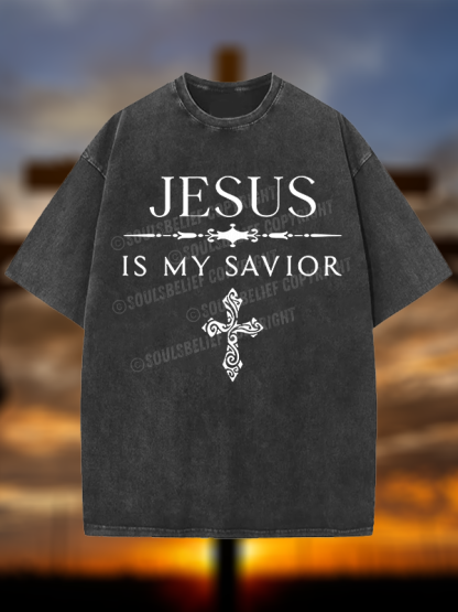 Jesus Is My Savior Christian Washed T-Shirt