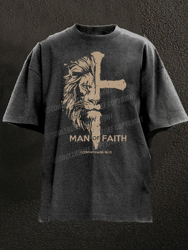 Man of Faith Christian Washed T-Shirt
