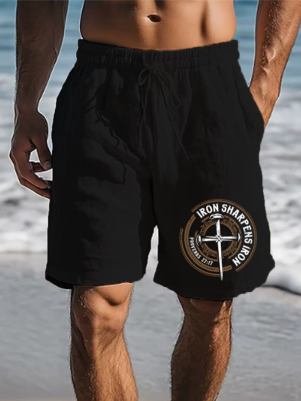 Iron Sharpens Iron - Proverbs 27:17 Christian Beach Shorts