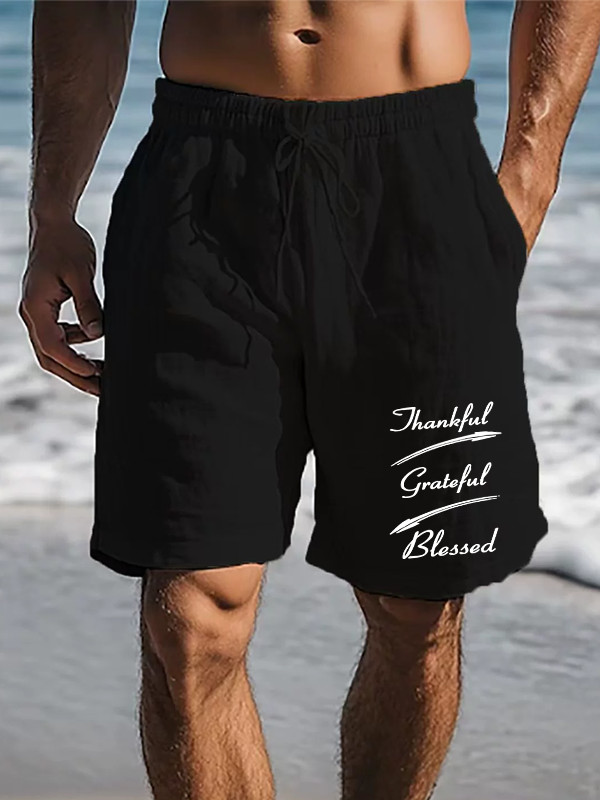 Thankful Grateful Blessed Christian Beach Shorts