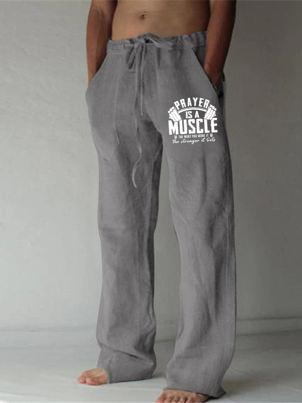 Prayer Is A Muscle Cross Christian Beach Pants
