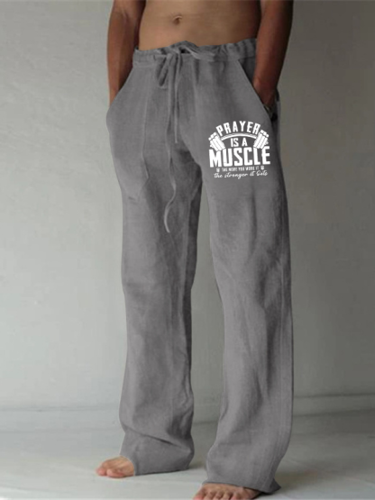Prayer Is A Muscle Cross Christian Beach Pants