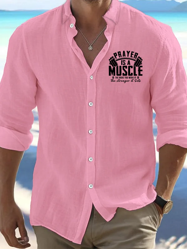 Prayer Is A Muscle Cross Christian Resort Casual Shirt