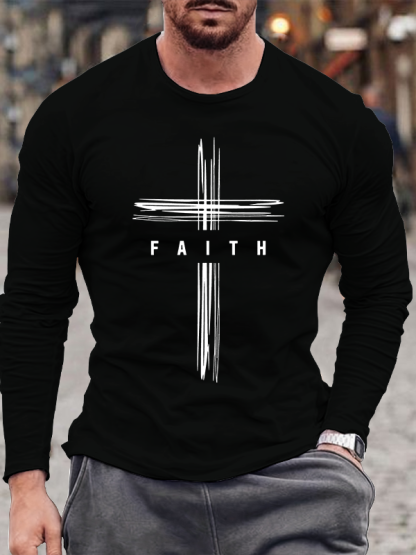 Faith Cross  Jesus God Christian Cotton Long Sleeve T-Shirt