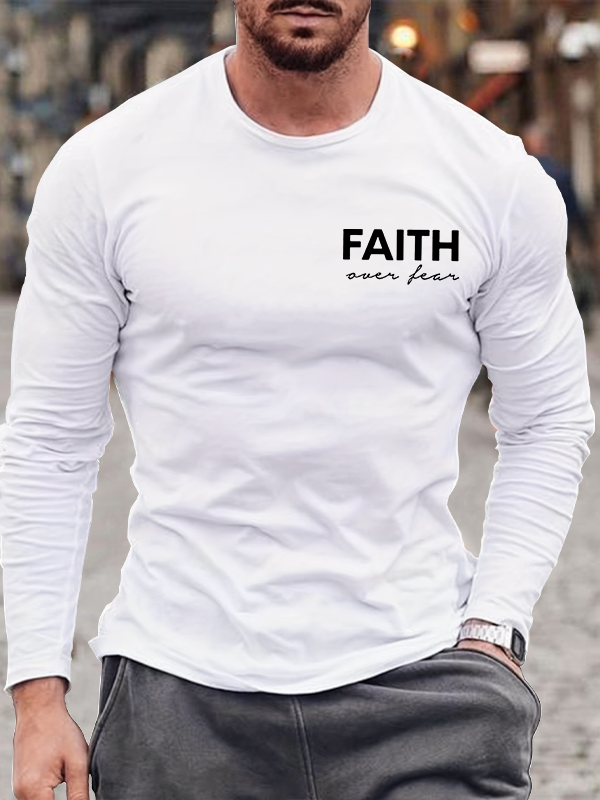 Faith over Fear Jesus God Christian Cotton Long Sleeve T-Shirt