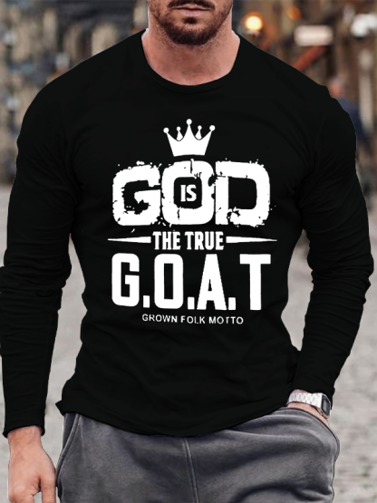 God The True G.O.A.T Jesus God Christian Cotton Long Sleeve T-Shirt