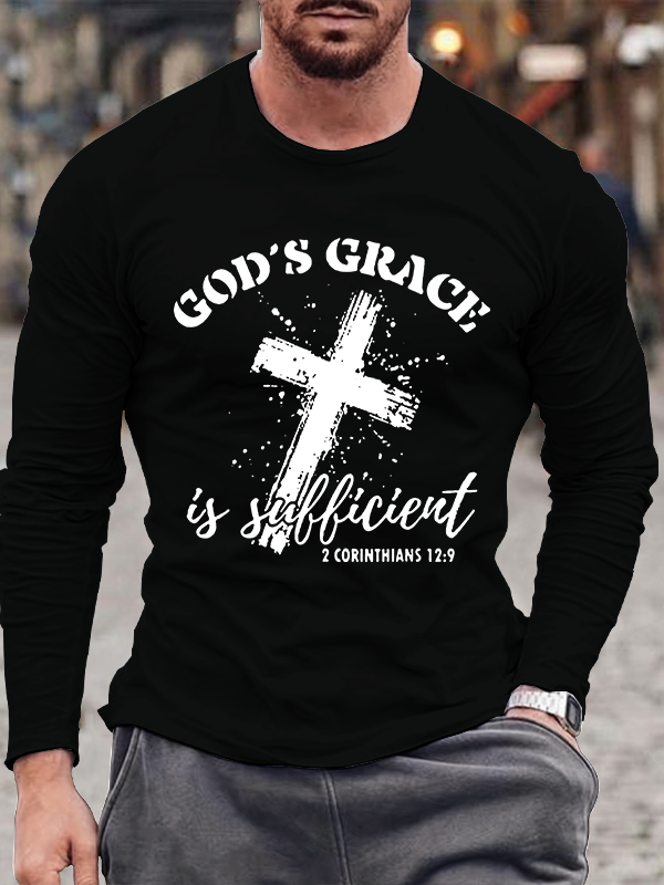 Men's  faith God'S Strong Hand Is Over My Life Long Sleeve T-Shirt