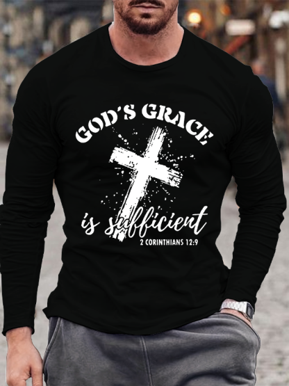 God's Grace Is Sufficient Jesus God Christian Cotton Long Sleeve T-Shirt