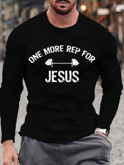 One More Rep for Jesus Jesus God Christian Cotton Long Sleeve T-Shirt