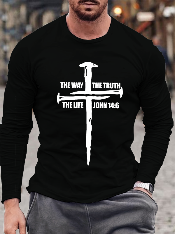 The Way The Truth The Life Jesus God Christian Cotton Long Sleeve T-Shirt