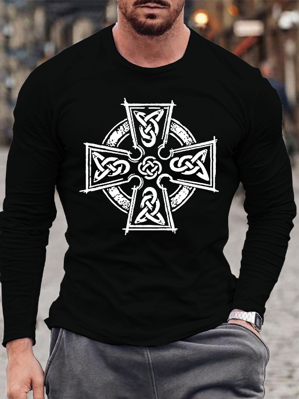Celtic Cross Jesus God Christian Cotton Long Sleeve T-Shirt