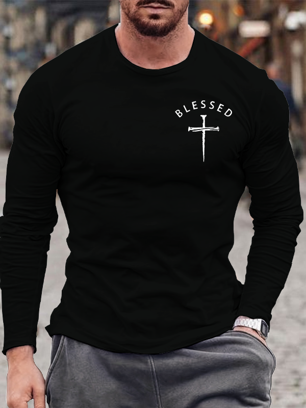 Men's  faith God'S Strong Hand Is Over My Life Long Sleeve T-Shirt