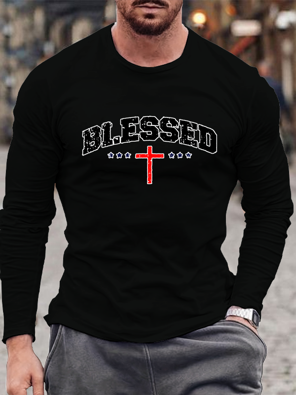 Men's  faith God'S Strong Hand Is Over My Life Long Sleeve T-Shirt