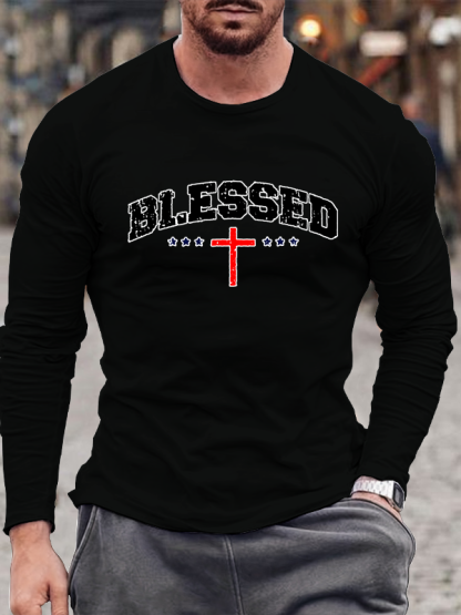 Blessed Cross Jesus God Christian Cotton Long Sleeve T-Shirt