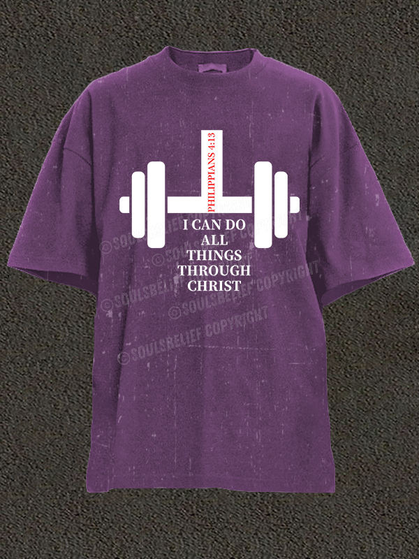 Fitness Philippians 4 : 13 Christian Washed T-Shirt