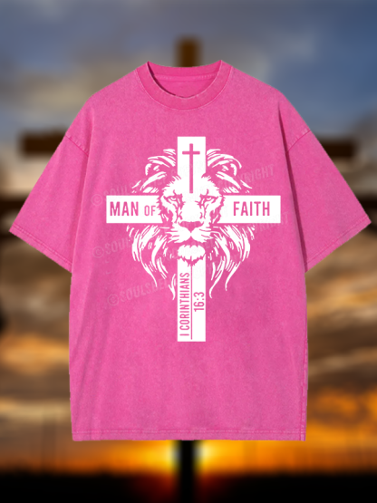 Man of Faith Christian Washed T-Shirt