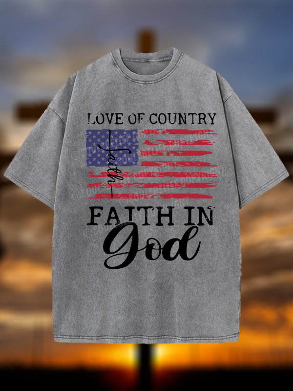 Faith In God Christian Washed T-Shirt