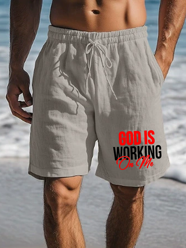 God Is Working On Me  Christian Beach Shorts