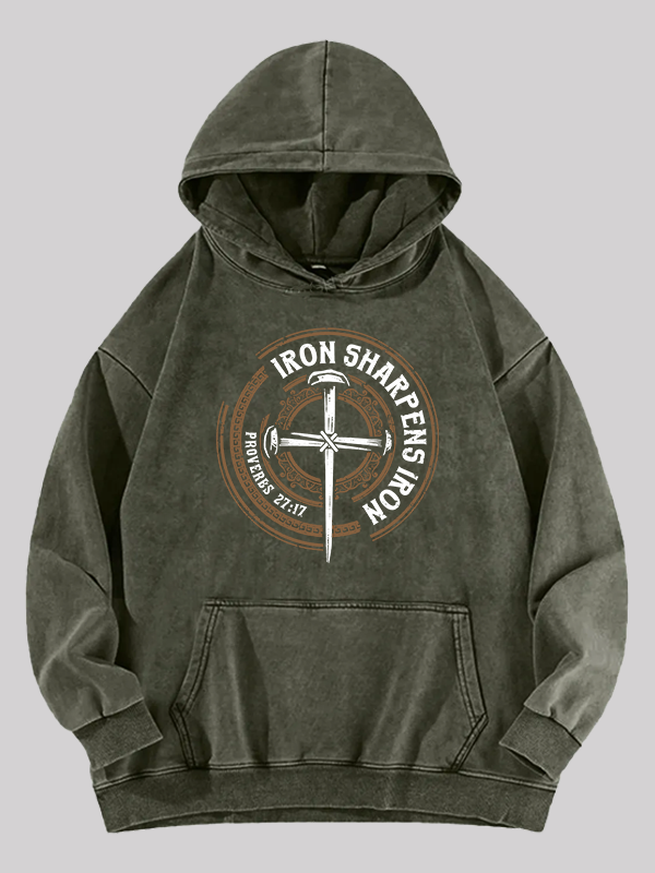 Iron Sharpens Iron - Proverbs 27:17 Washed Hoodie