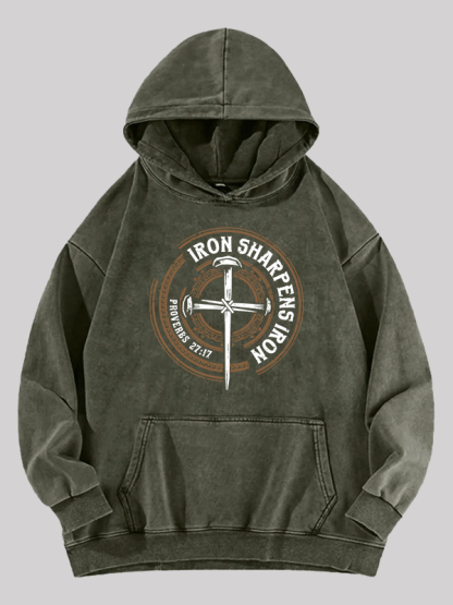 Iron Sharpens Iron - Proverbs 27:17 Washed Hoodie