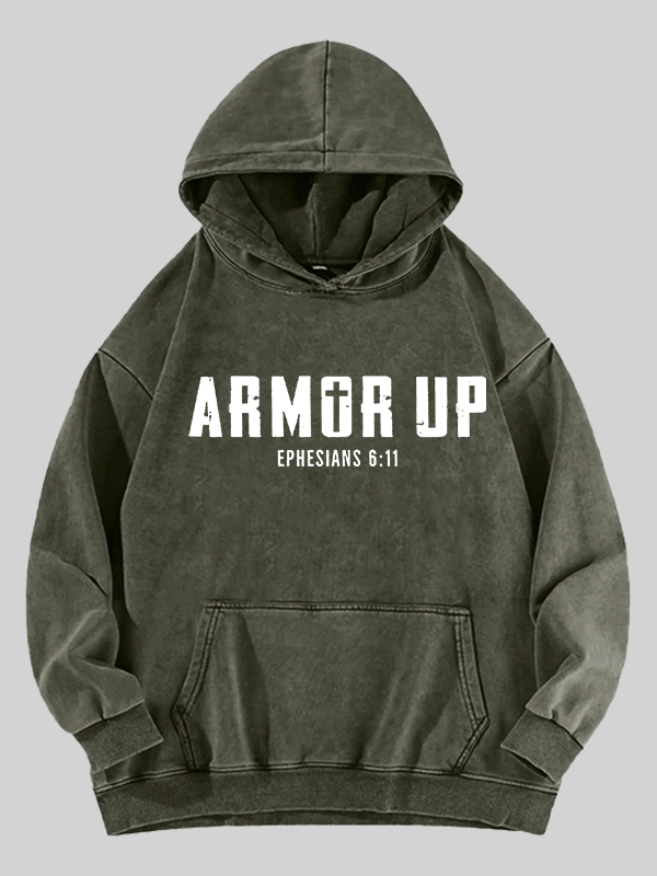 Armor Up  Jesus God Christian Washed Hoodie