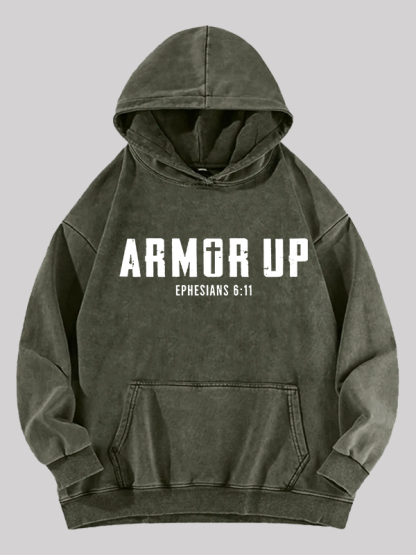 Armor Up  Jesus God Christian Washed Hoodie