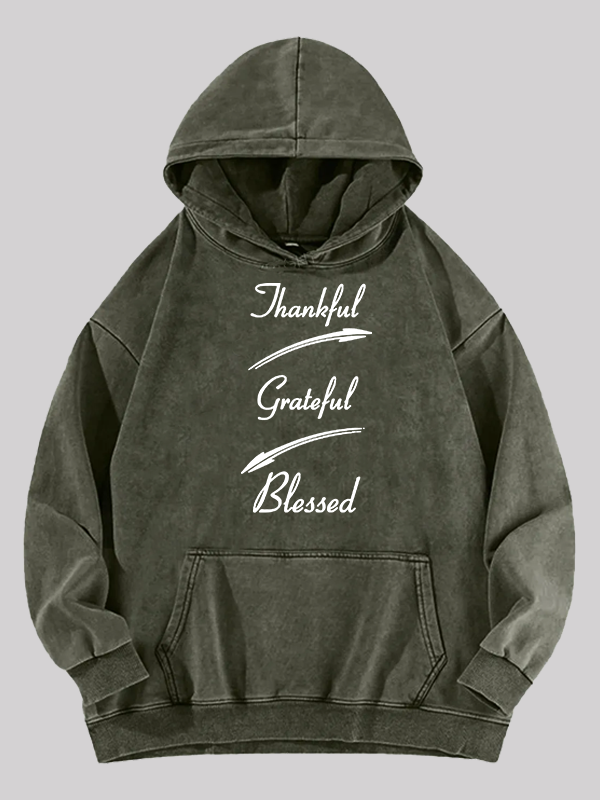 Thankful Grateful Blessed Jesus God Christian Washed Hoodie