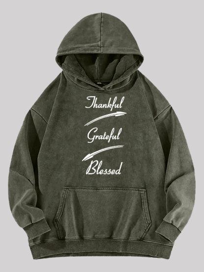 Thankful Grateful Blessed Jesus God Christian Washed Hoodie
