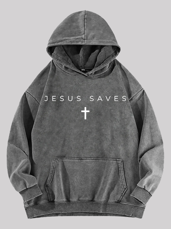 Jesus Saves  Jesus God Christian Washed Hoodie