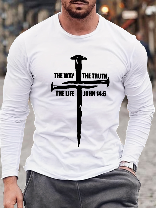 The Way The Truth The Life Jesus God Christian Cotton Long Sleeve T-Shirt