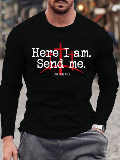 Here I Am Send Me - Bible Verse Isaiah 6:8 Jesus God Christian Cotton Long Sleeve T-Shirt