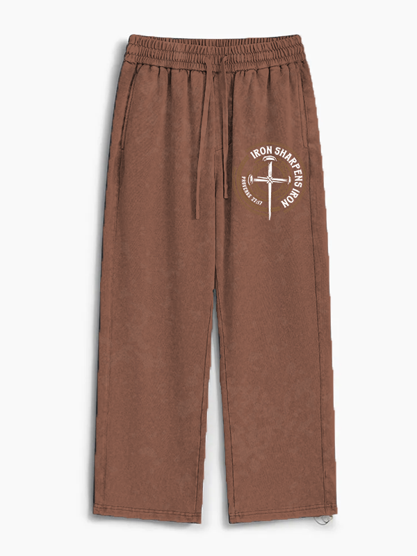 Iron Sharpens Iron - Proverbs 27:17 Jesus God Christian Washed Sweatpants