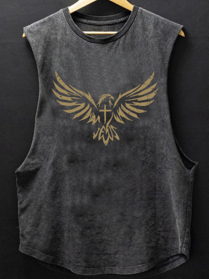 Wings Like Eagles Cross Christian Washed Tank