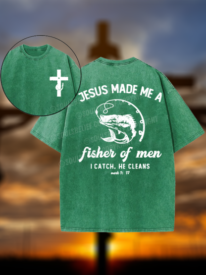 Fisher of Men Cross Christian Washed T-Shirt