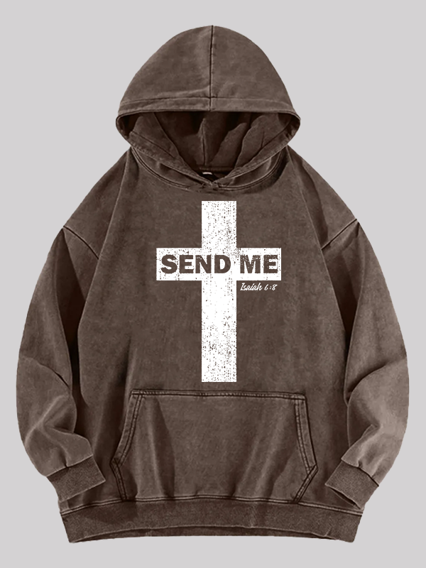 Send Me Isaiah 6:8 Jesus God Christian Washed Hoodie