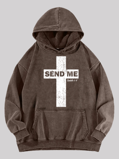 Send Me Isaiah 6:8 Jesus God Christian Washed Hoodie