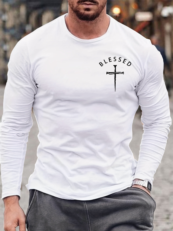 Blessed Cross Jesus God Christian Cotton Long Sleeve T-Shirt