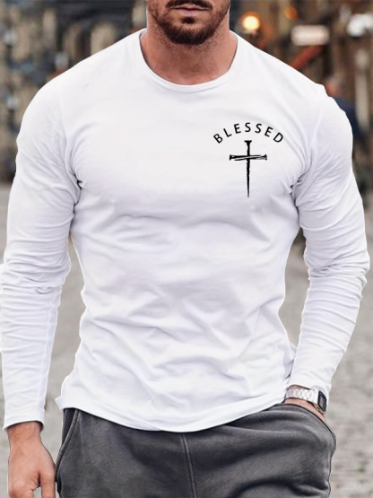 Blessed Cross Jesus God Christian Cotton Long Sleeve T-Shirt
