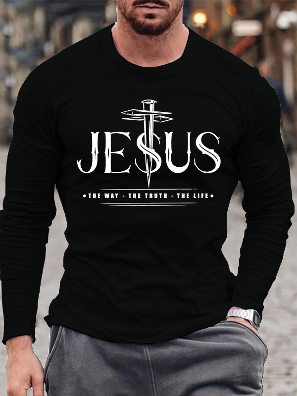 Jesus The Way The Truth The Life Jesus God Christian Cotton Long Sleeve T-Shirt