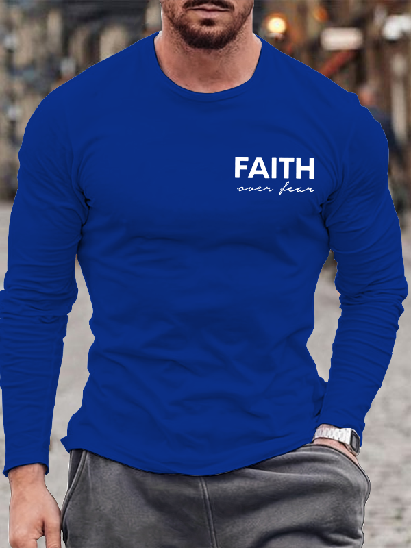 Faith over Fear Jesus God Christian Cotton Long Sleeve T-Shirt